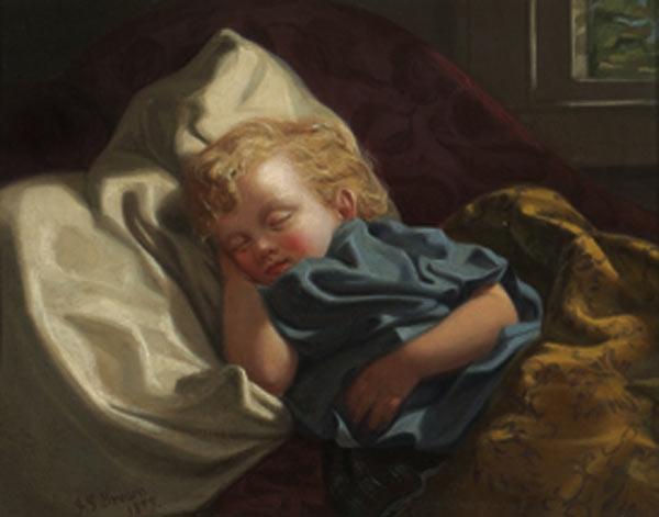 John George Brown Sleeping Angel Germany oil painting art
